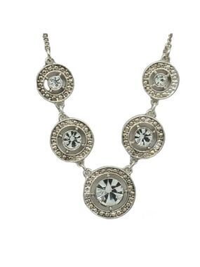 Vintage Avon NRT Rhinestone silver Tone Necklace Extendable Prom